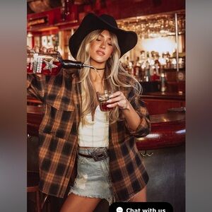 🔥Fireside Mocha Plaid Flannel NEW never worn O/S